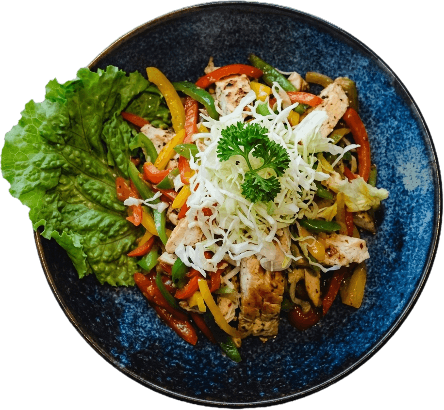 Mexican Jack Salad in a blue bowl